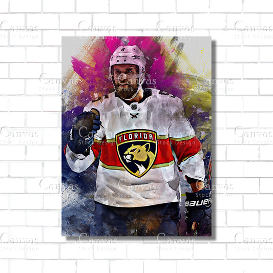 Aaron Ekblad Canvas Frame, Kids Wall Decor, Hockey Fan, Man Cave Gift for Him - Her, Sports Canvas Wall Art