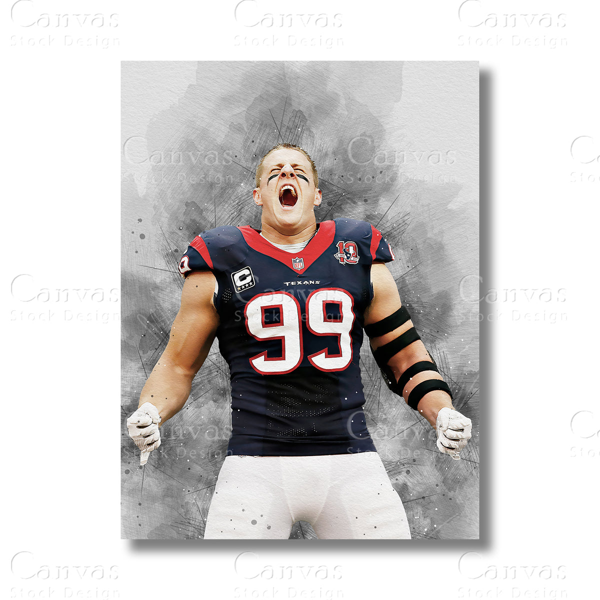 JJ Watt canvas wall art for American football fans