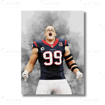 JJ Watt canvas wall art for American football fans