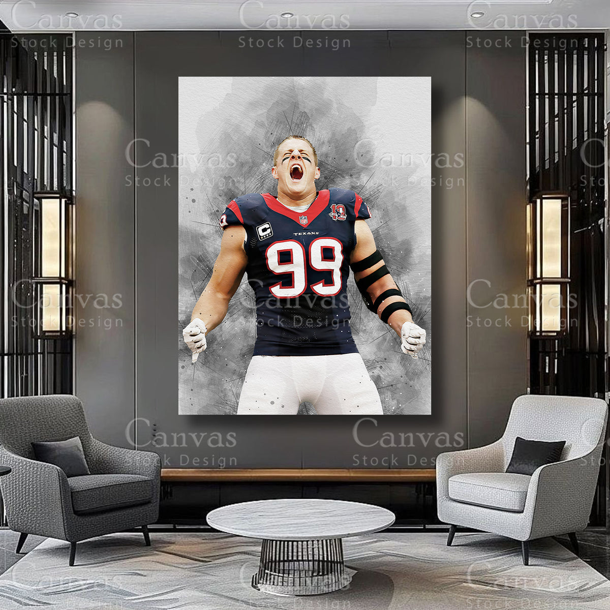 JJ Watt inspired wall decor for a football game room