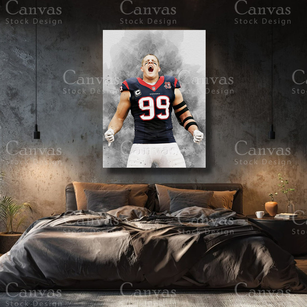 JJ Watt premium football wall art for a fan collection