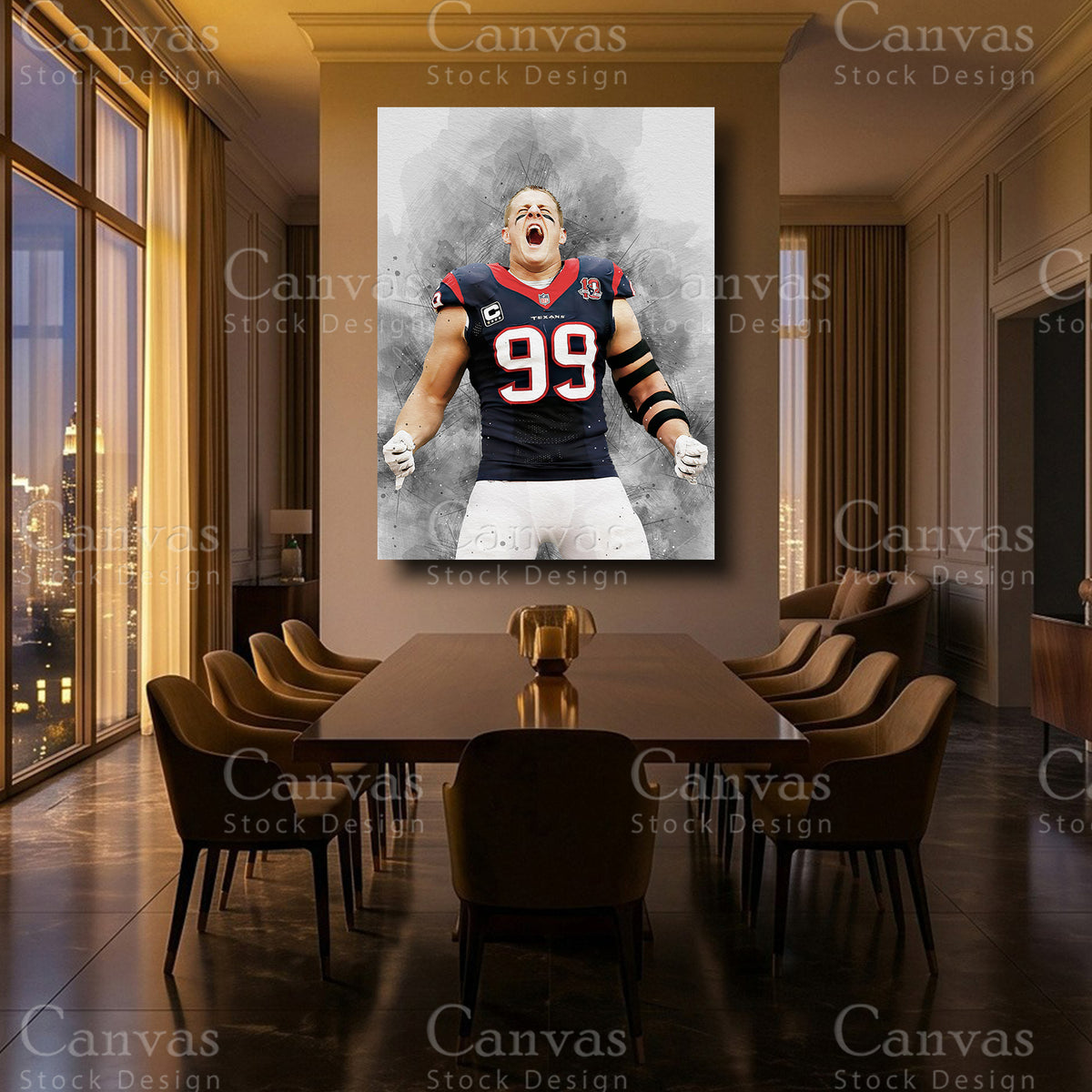 JJ Watt sports wall print for a home office display