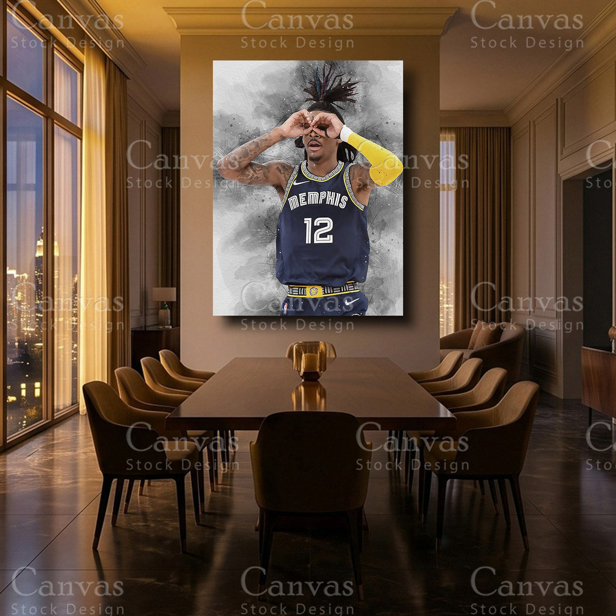 Ja Morant framed basketball canvas