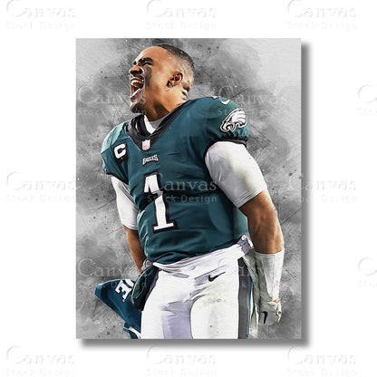 Jalen Hurts canvas wall art for NFL football fans