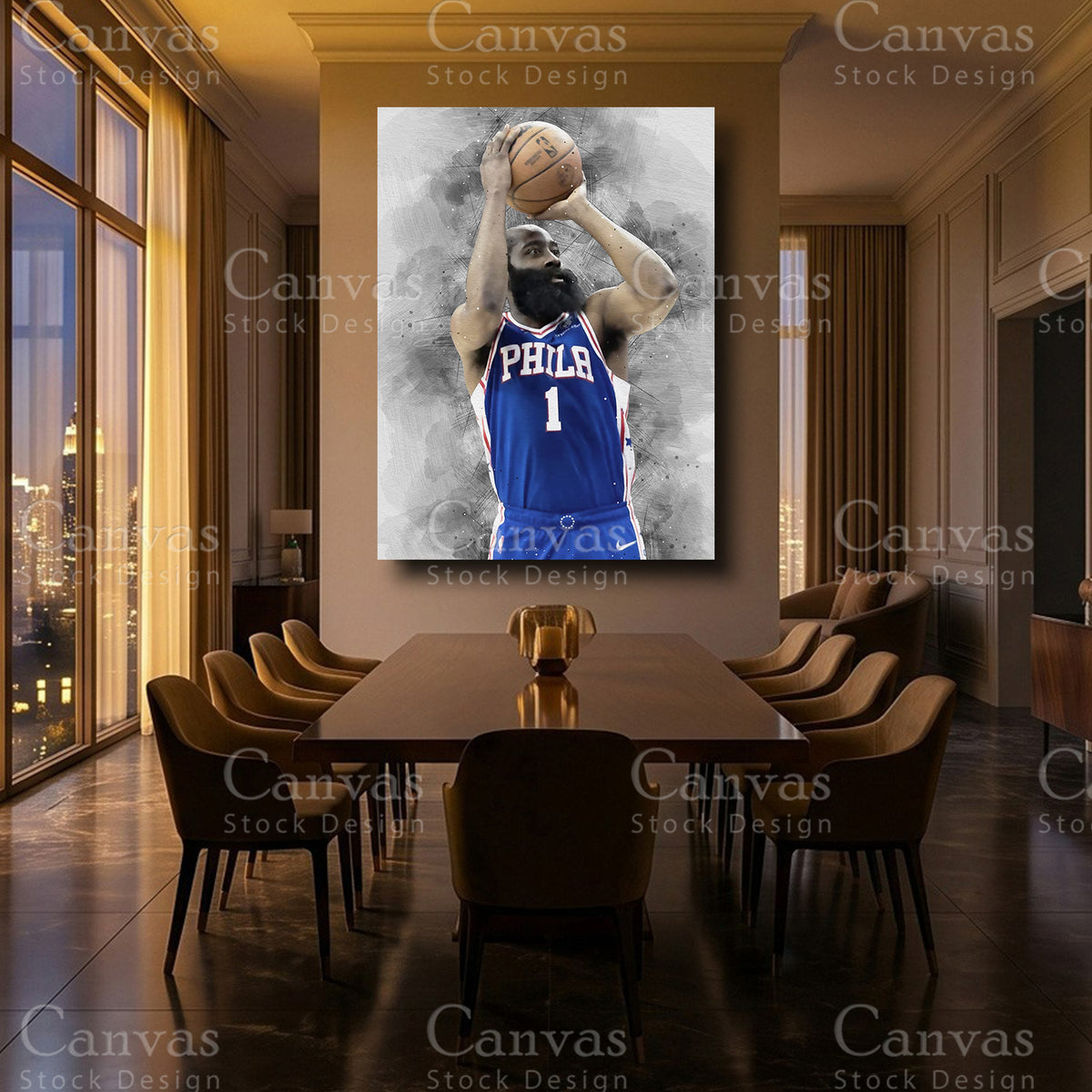 James Harden framed basketball artwork