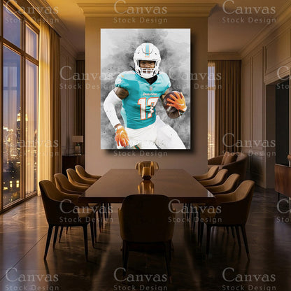 Jaylen Waddle sports canvas for a personal football collection