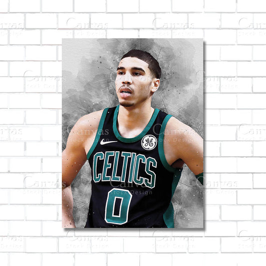 Jayson Tatum NBA basketball canvas wall art – Boston Celtics poster print for fan rooms and man caves

