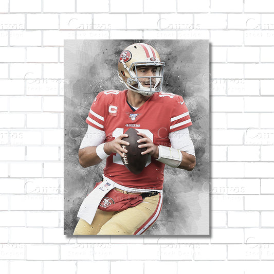 Jimmy Garoppolo Canvas Wall Art – NFL Quarterback Poster