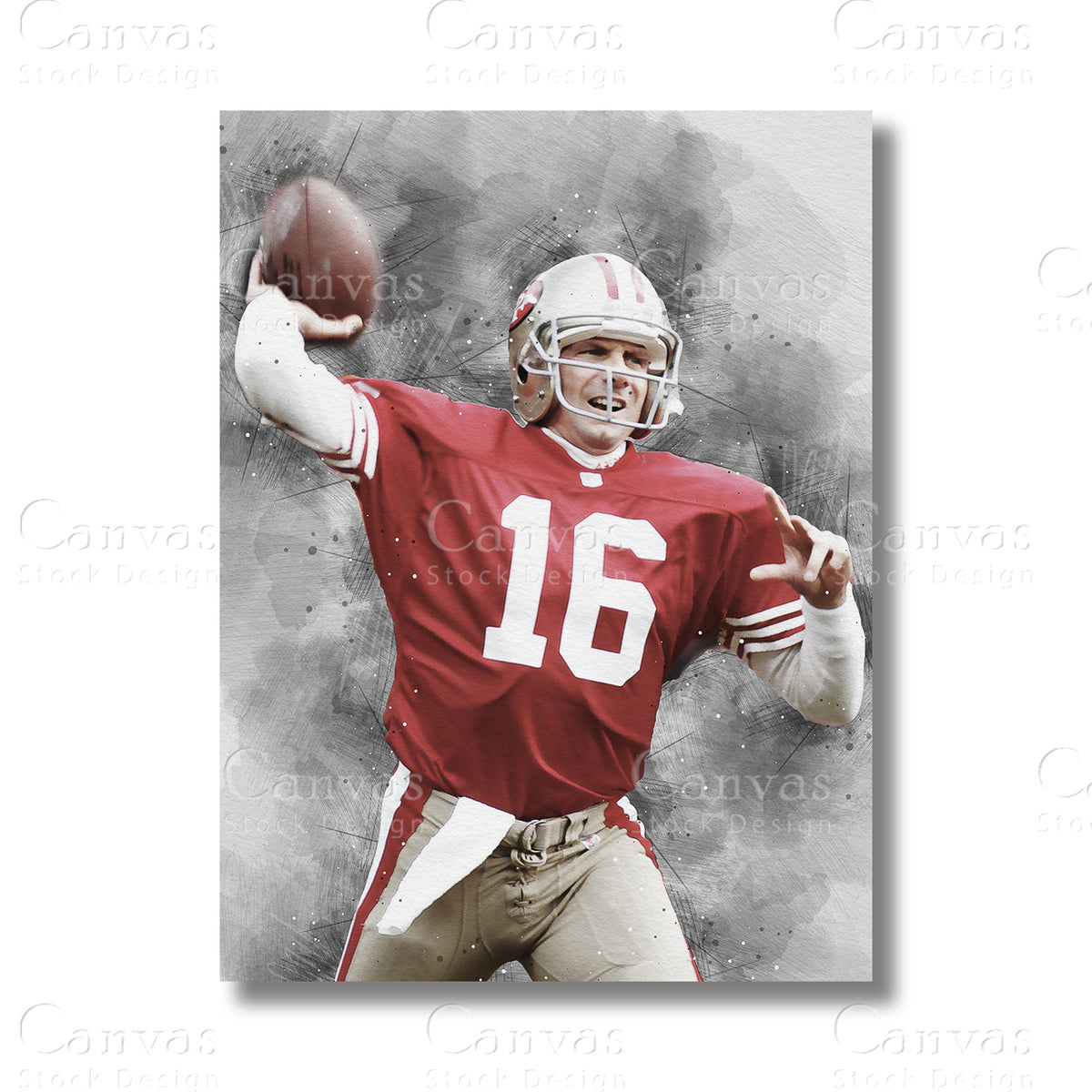 Joe Montana canvas wall art for football collectors