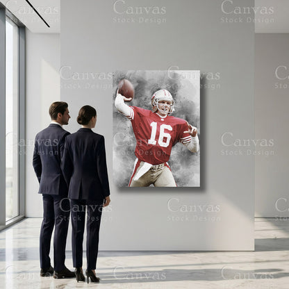 Joe Montana football canvas artwork for a home office