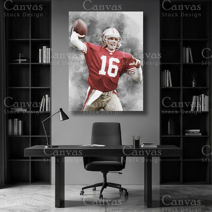 Joe Montana inspired canvas print for sports themed interiors