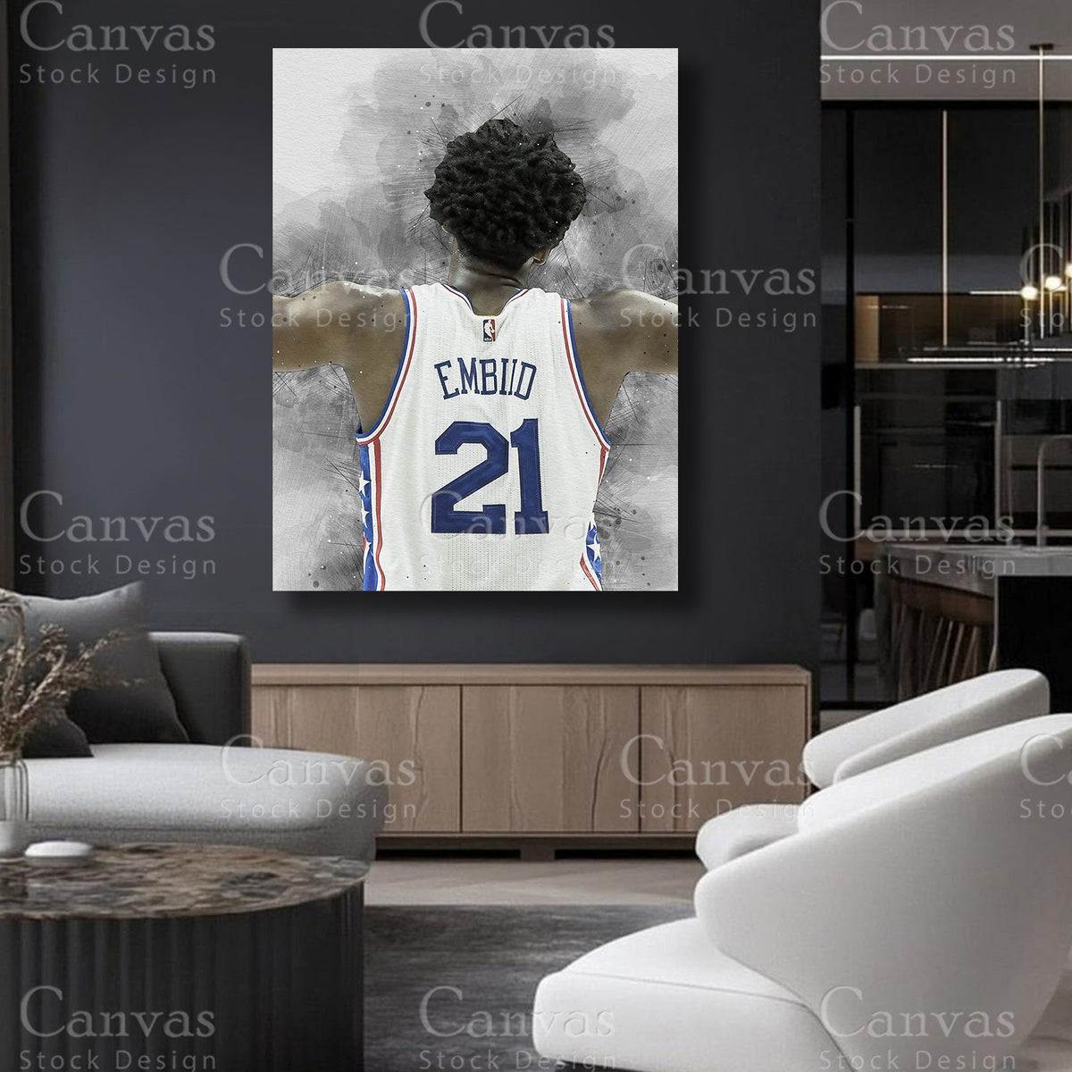 Joel Embiid sports artwork for wall