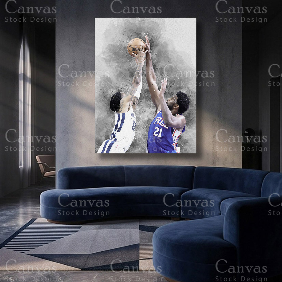 Joel Embiid Ja Morant NBA canvas artwork