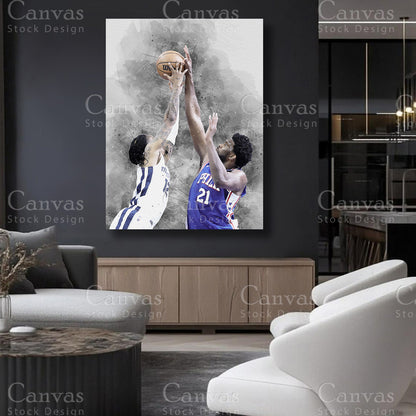 Basketball athlete canvas art Joel Embiid and Ja Morant