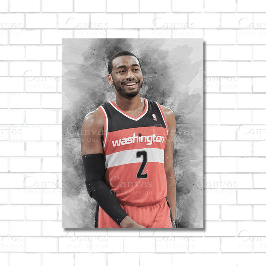 John Wall NBA canvas wall art – basketball poster print for game room or man cave decor