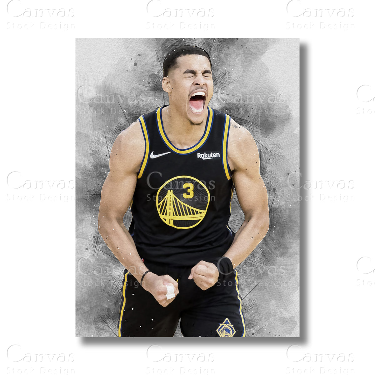 Jordan Poole Dynamic Basketball Canvas Wall Art