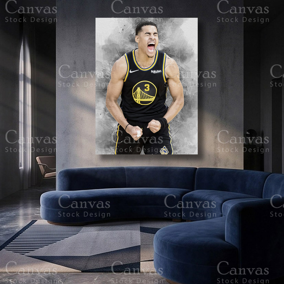 Jordan Poole basketball canvas artwork