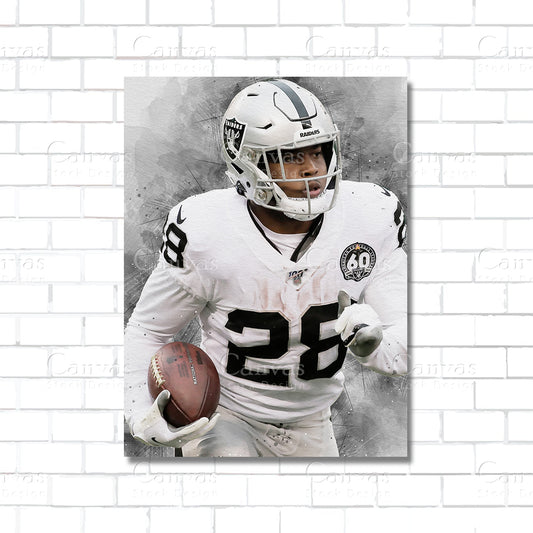 Josh Jacobs Canvas Wall Art – NFL Raiders Running Back Poster