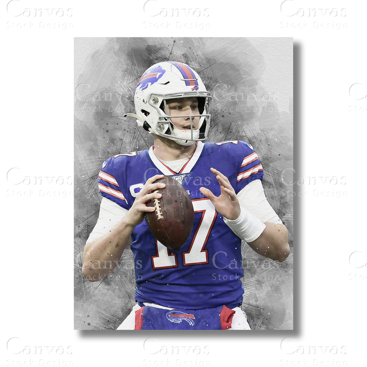 Josh Allen canvas wall art for American football fans