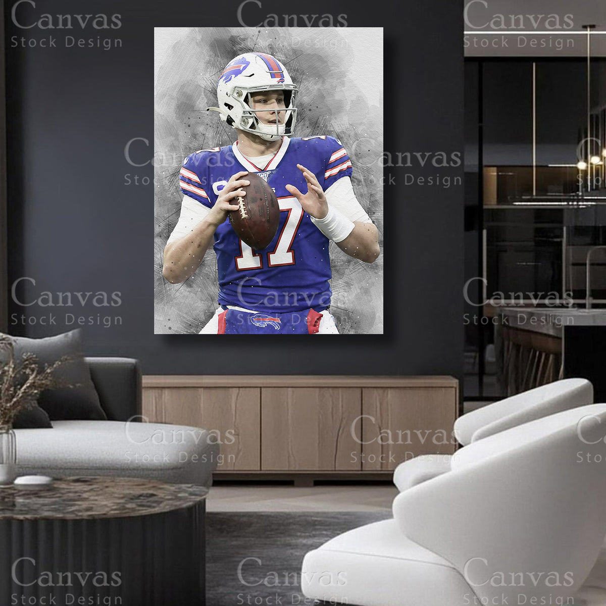 Josh Allen football print for a modern sports interior