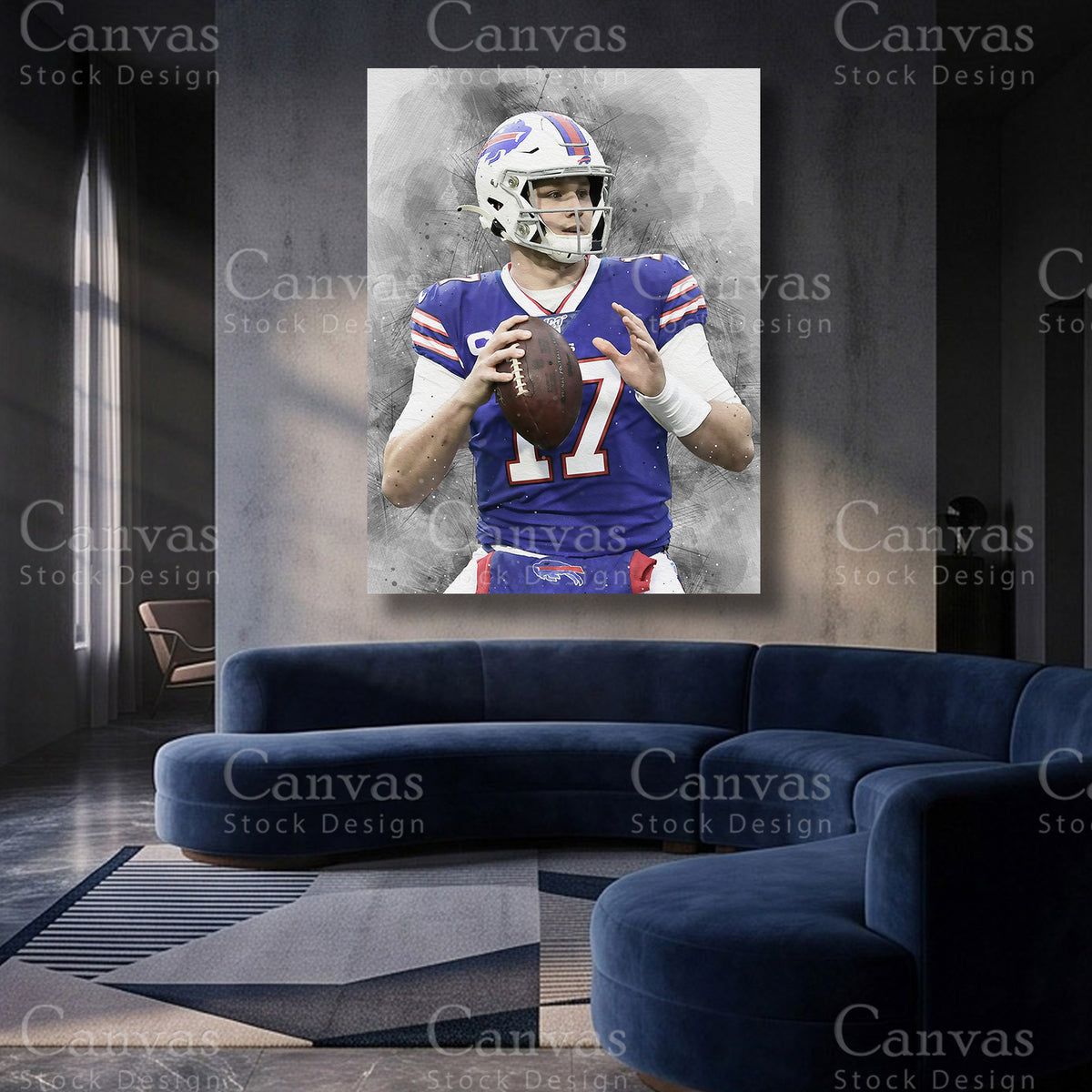 Josh Allen quarterback artwork for a premium sports display