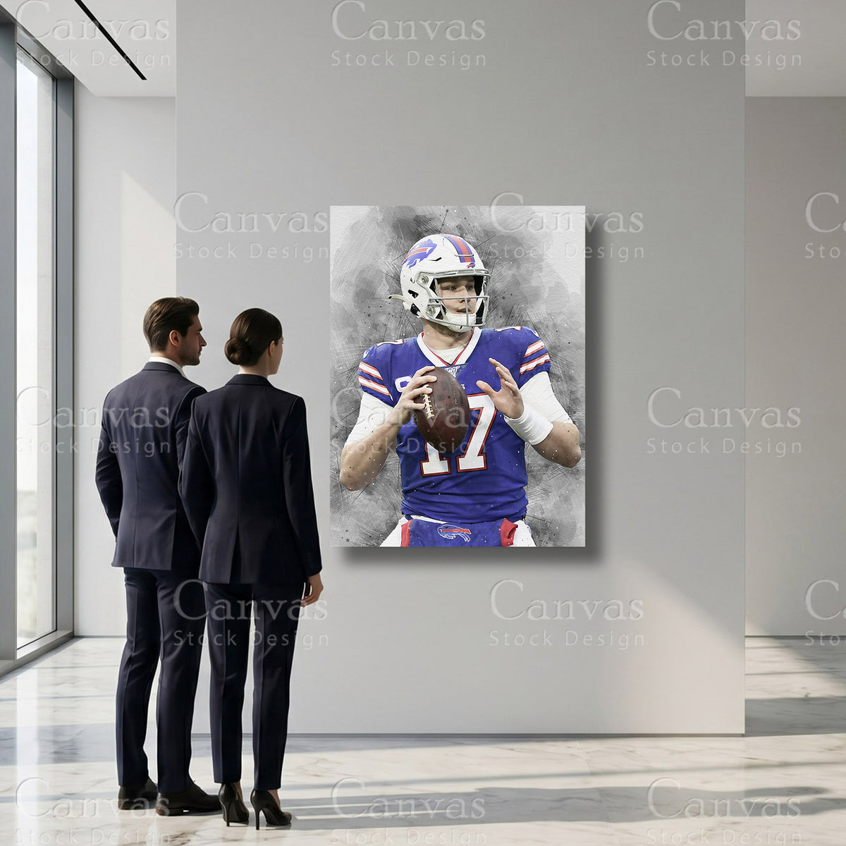 Josh Allen sports canvas artwork for a home office