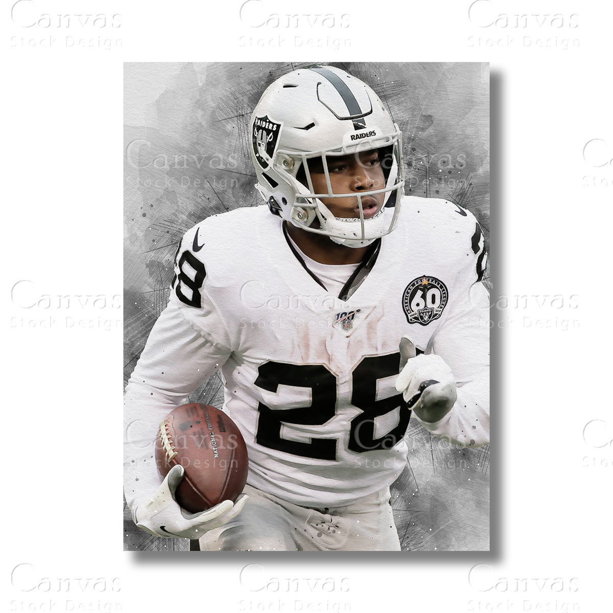 Josh Jacobs canvas wall art for American football enthusiasts