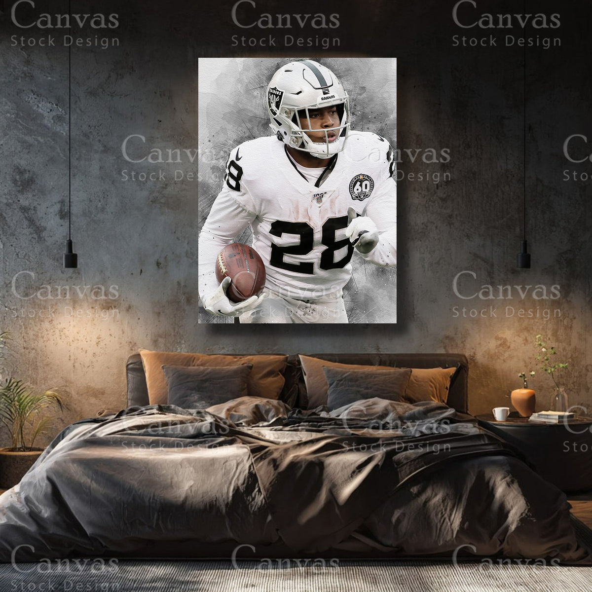 Josh Jacobs football wall art for a collector's interior