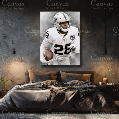 Josh Jacobs football wall art for a collector's interior