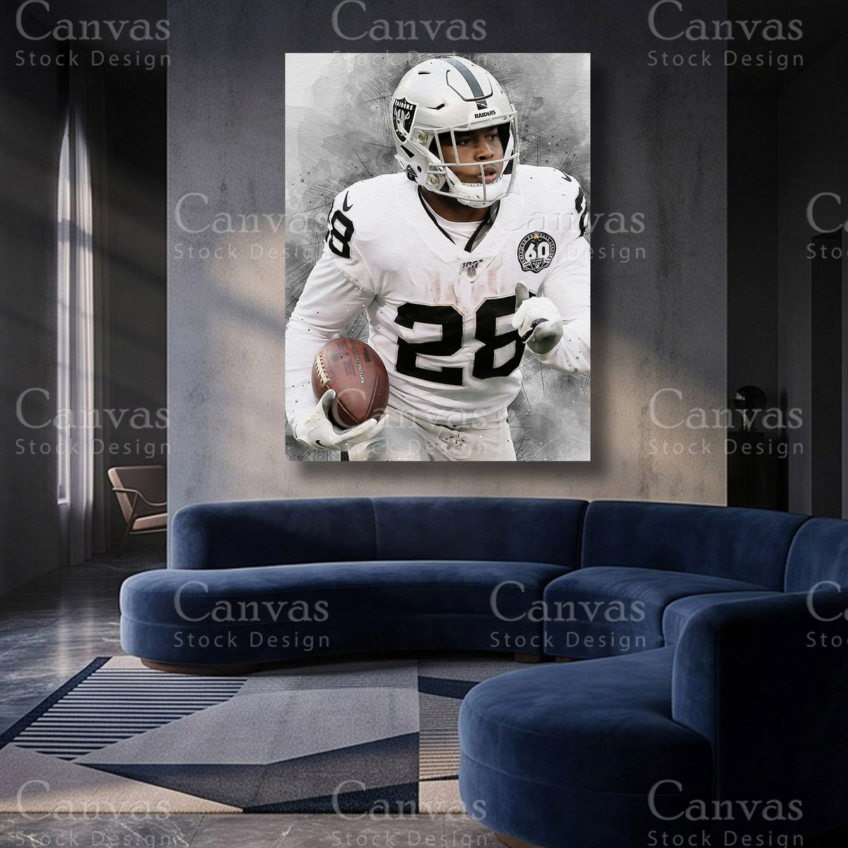 Josh Jacobs inspired football artwork for a sports collection