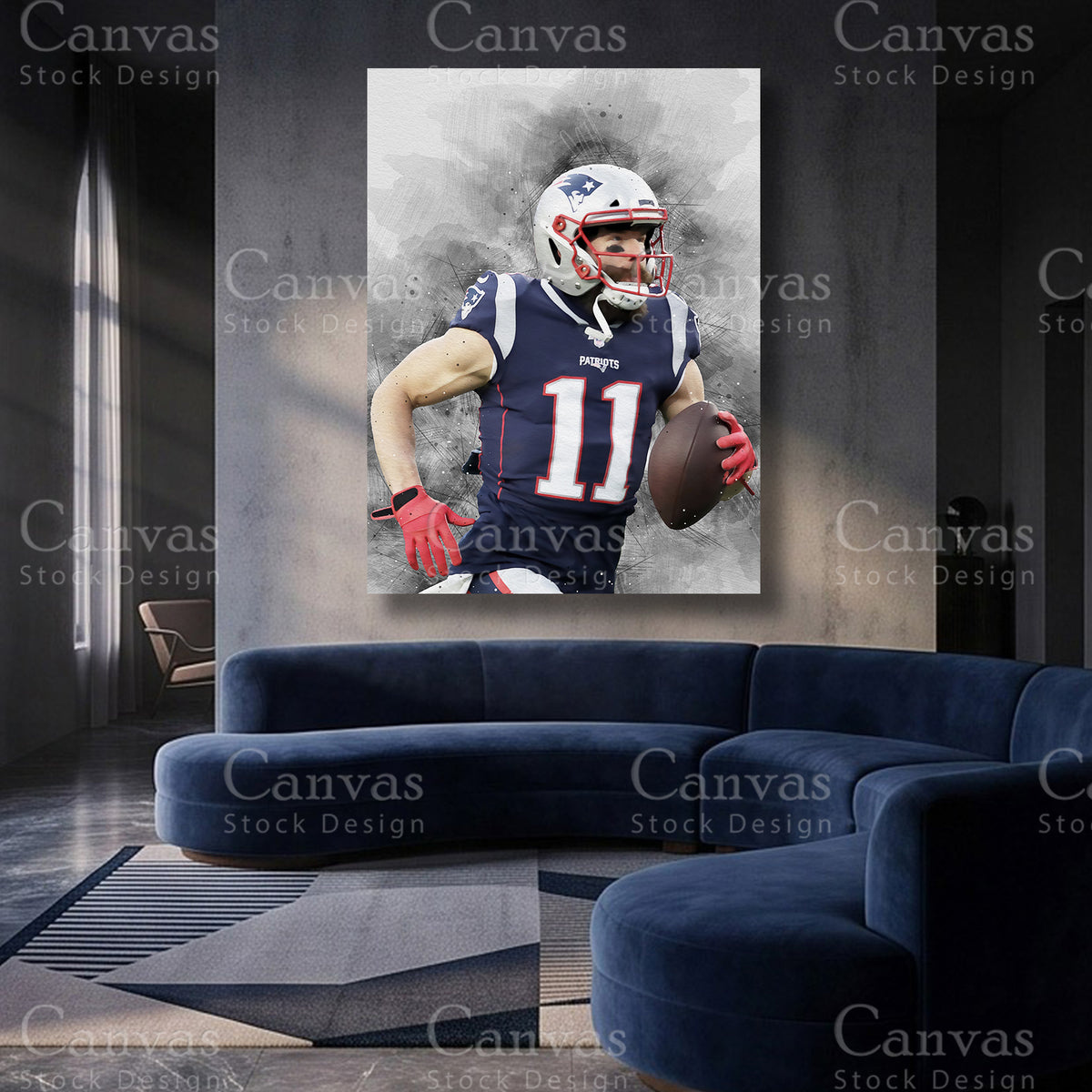 Julian Edelman inspired NFL canvas for a sports collection