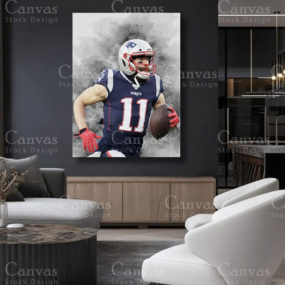 Julian Edelman wall decor for a modern sports office