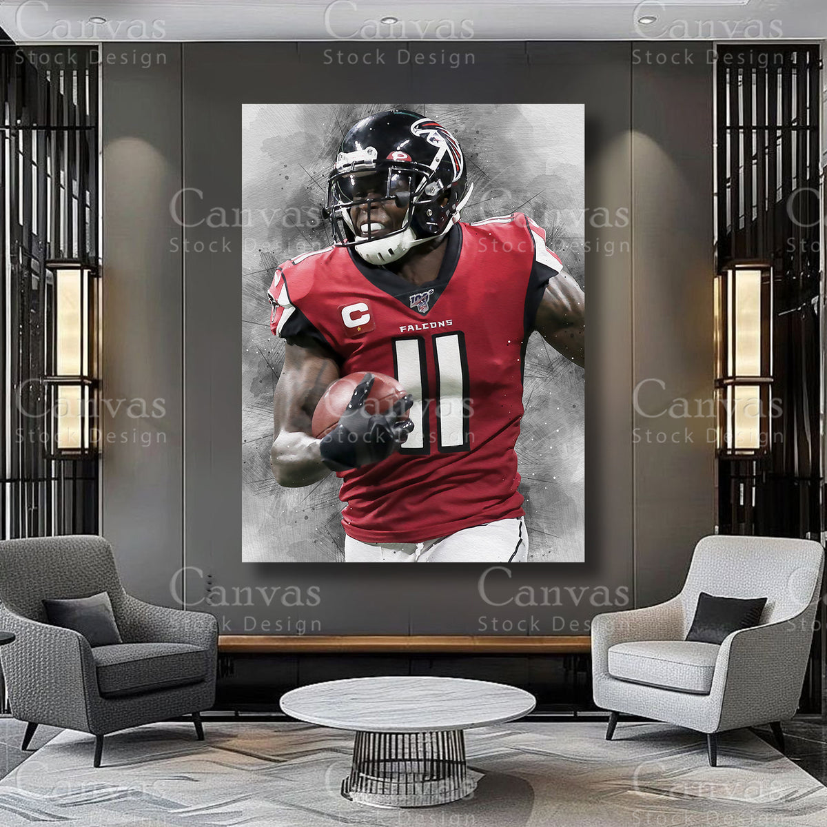 Julio Jones football wall decor for a modern game room
