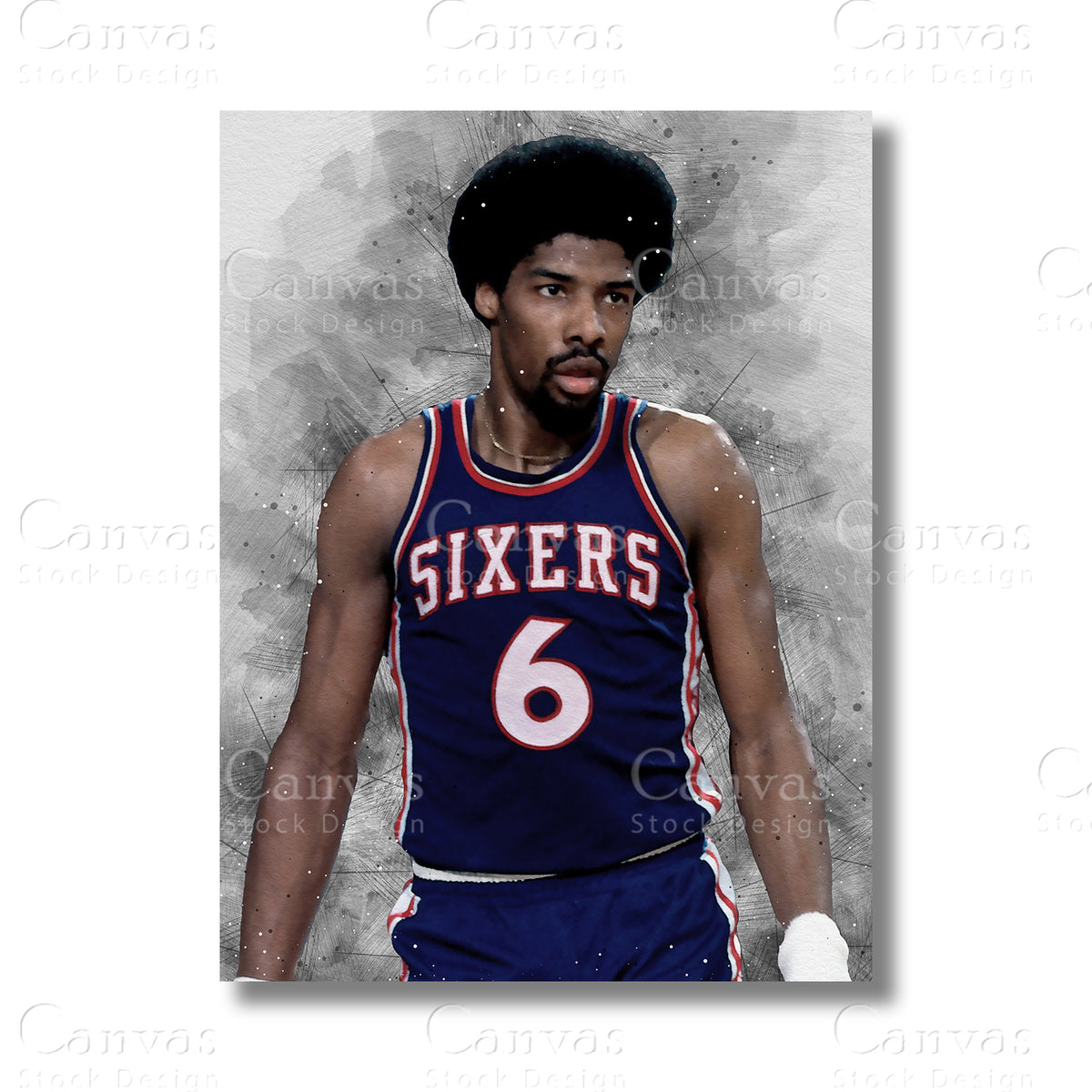 Julius Erving Legendary Basketball Canvas Wall Art