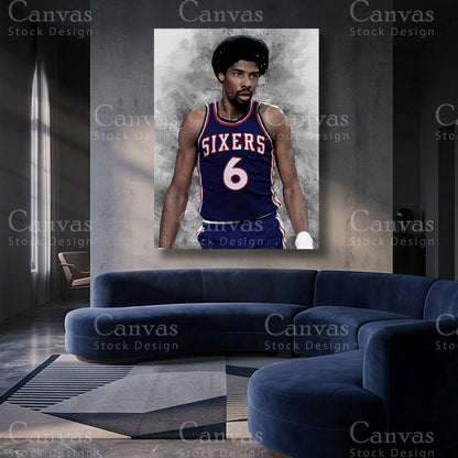 Julius Erving basketball canvas artwork