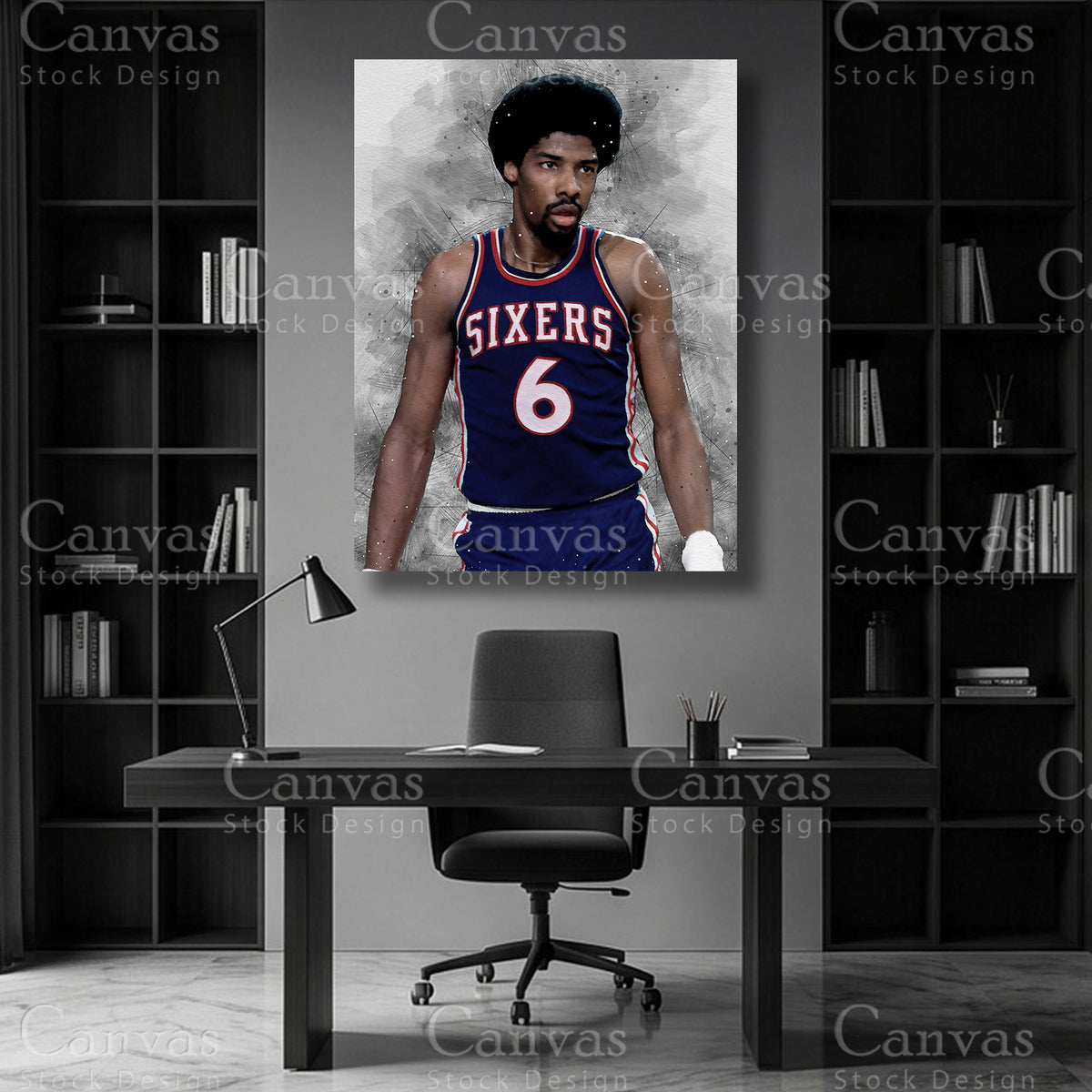 Julius Erving NBA canvas wall art