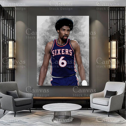 Julius Erving Dr J athlete artwork on premium canvas