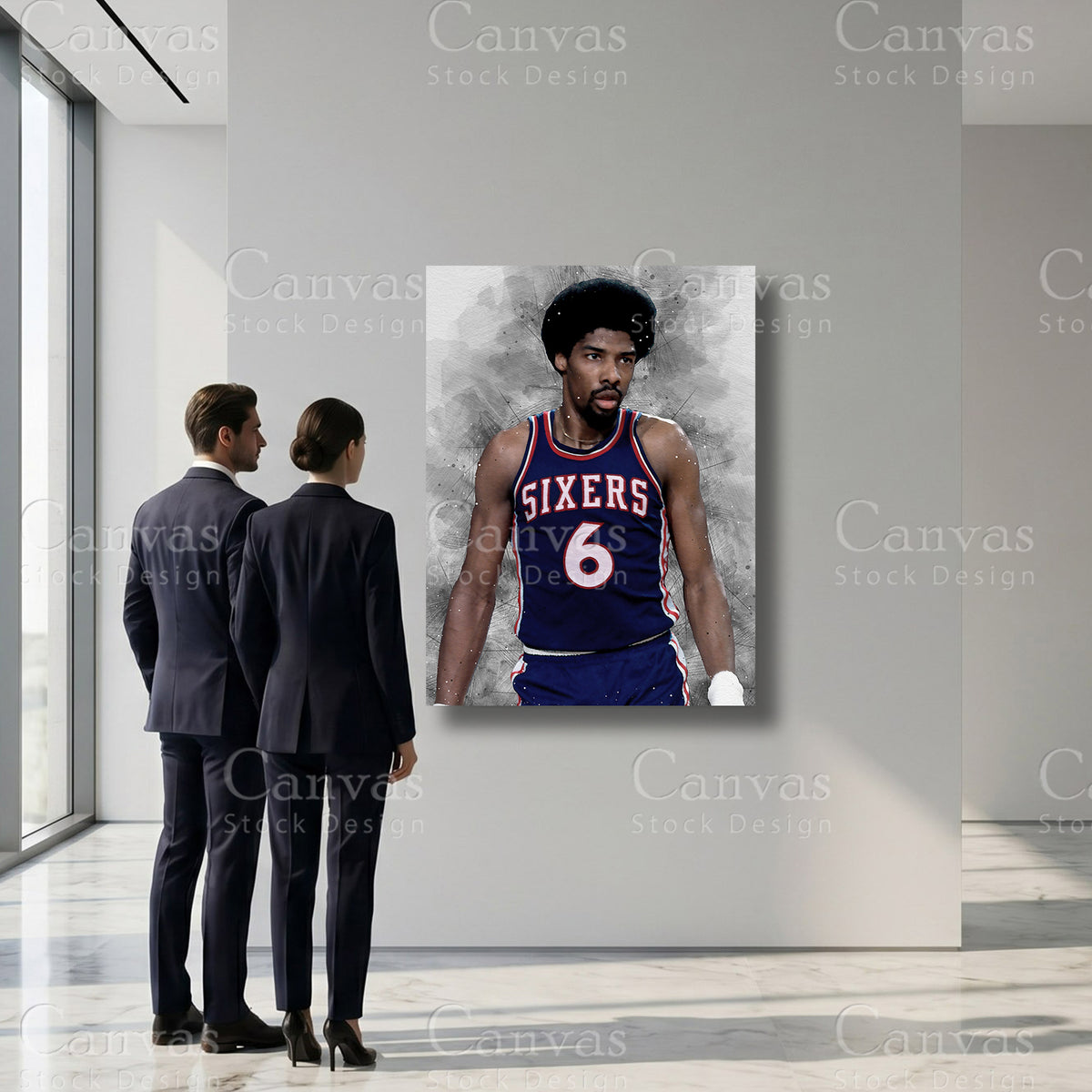 Julius Erving basketball sports wall art