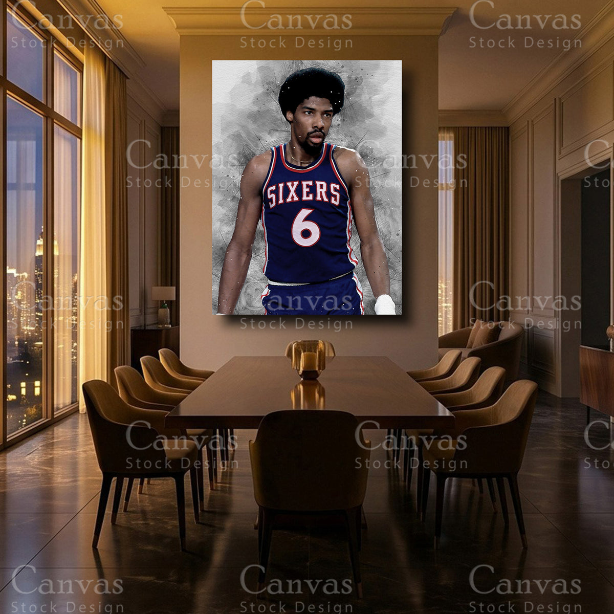 Julius Erving luxury NBA canvas art