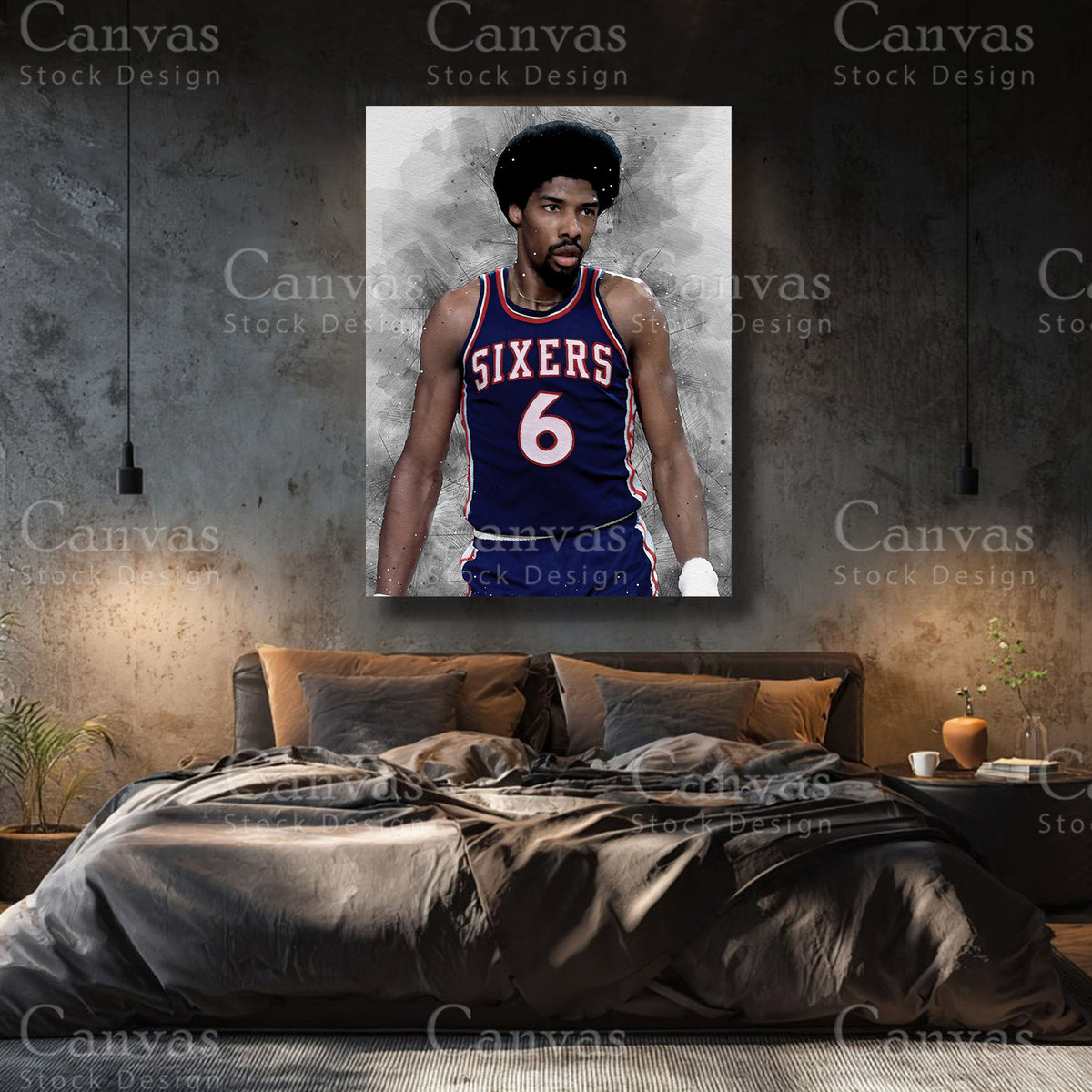 Julius Erving premium basketball wall decor