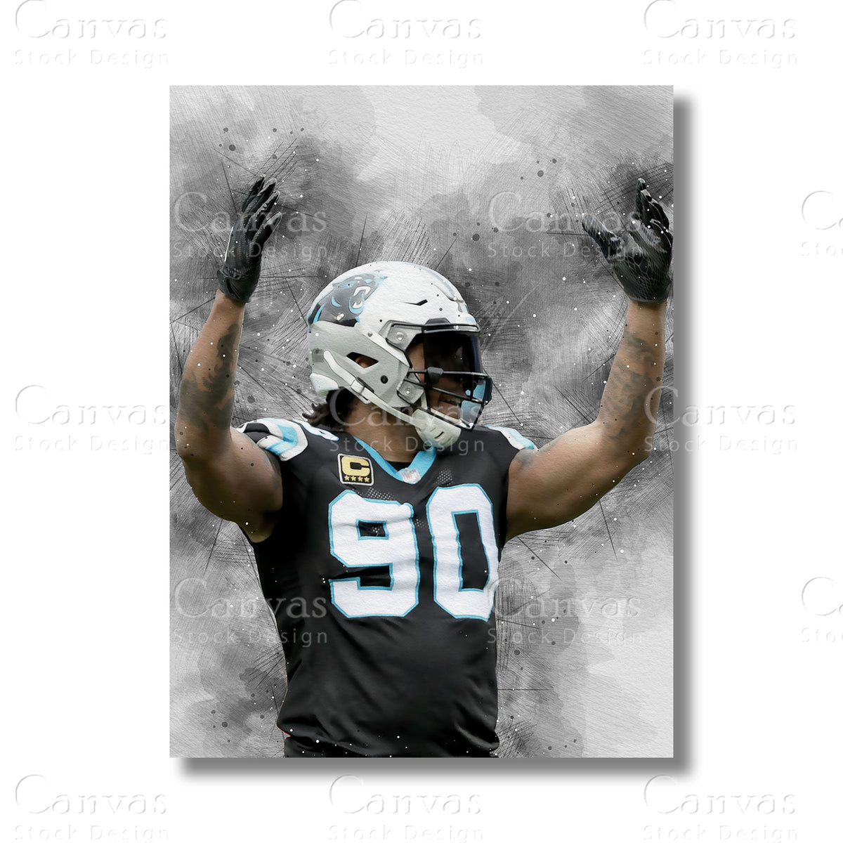 Julius Peppers canvas wall art for American football fans