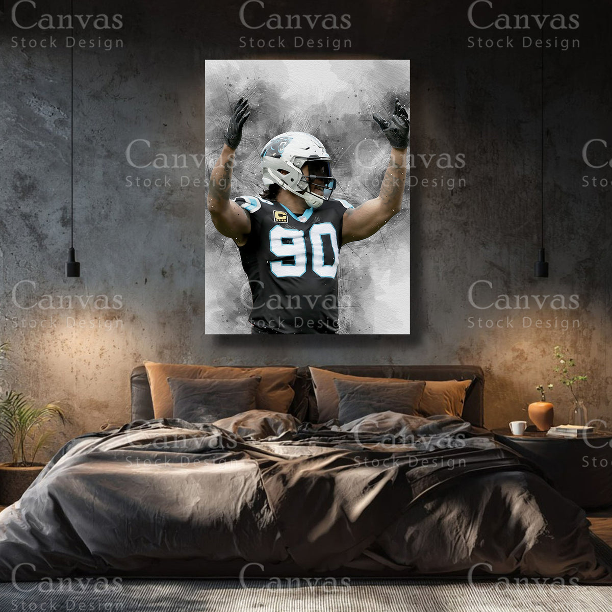 Julius Peppers football canvas decor for a collector's interior