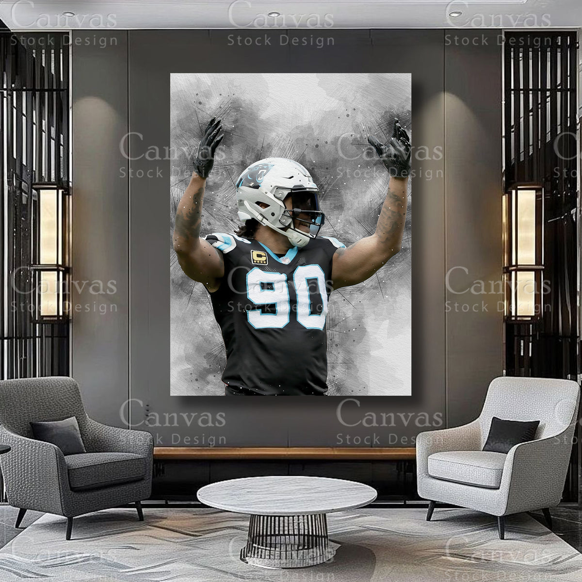 Julius Peppers sports wall decor for a football themed room