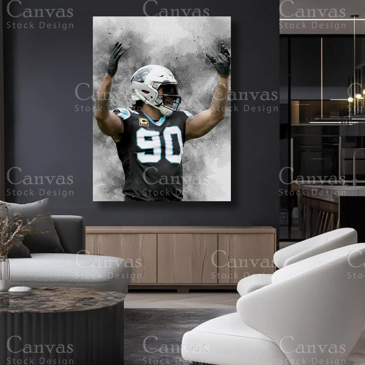 Julius Peppers wall art for a modern sports entertainment space