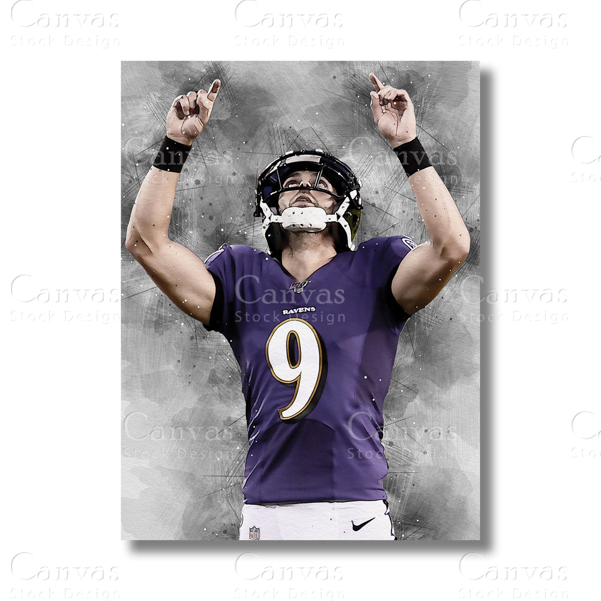 Justin Tucker canvas wall art for football enthusiasts