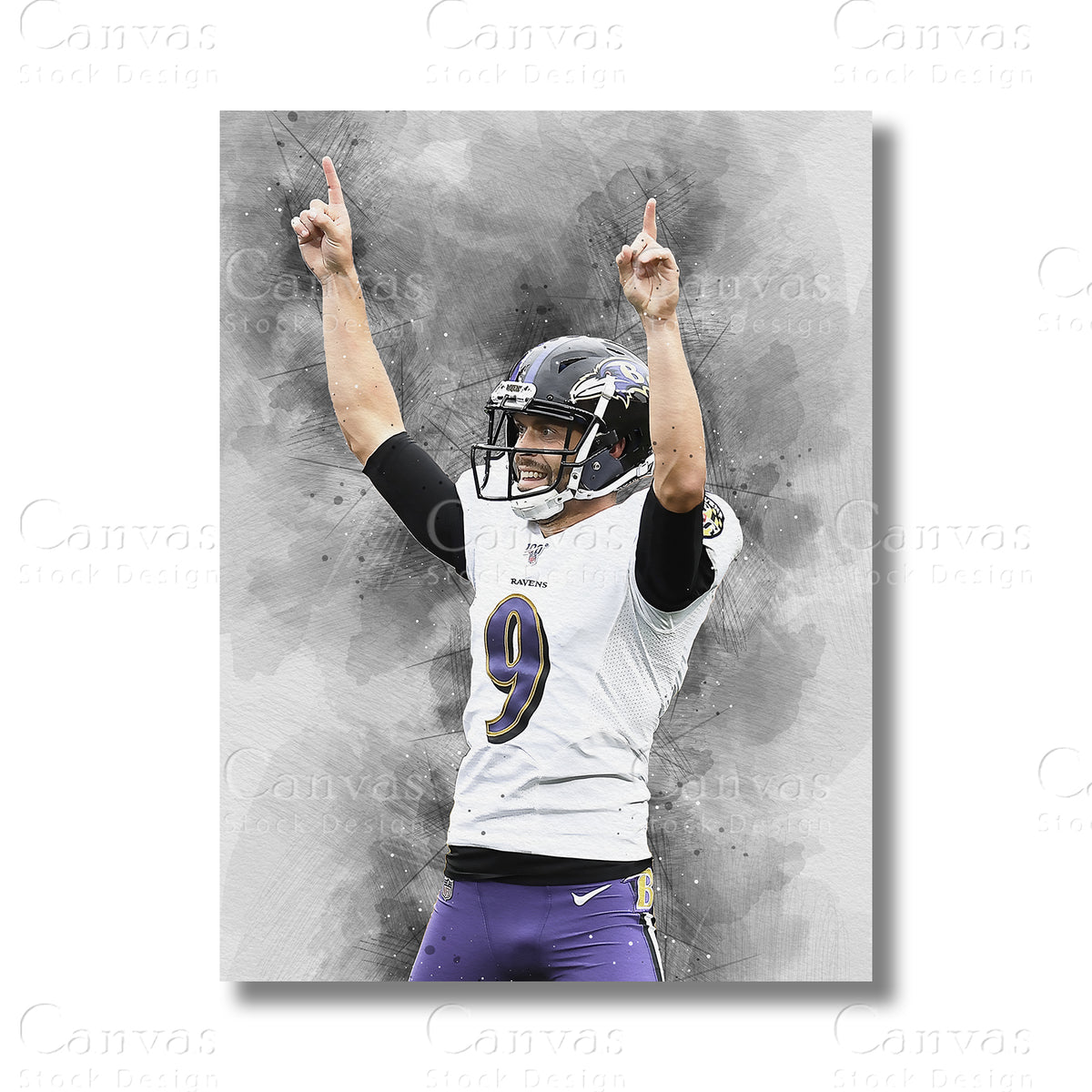Justin Tucker football canvas wall art for a dedicated fan