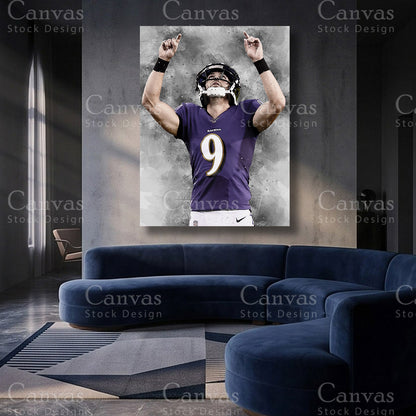 Justin Tucker kicker portrait artwork on canvas