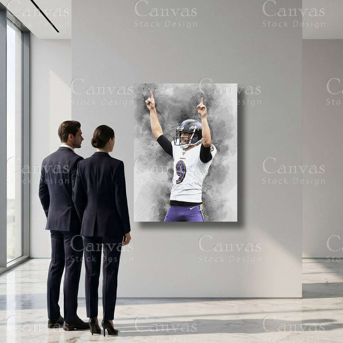 Justin Tucker player canvas print for a sports art collection