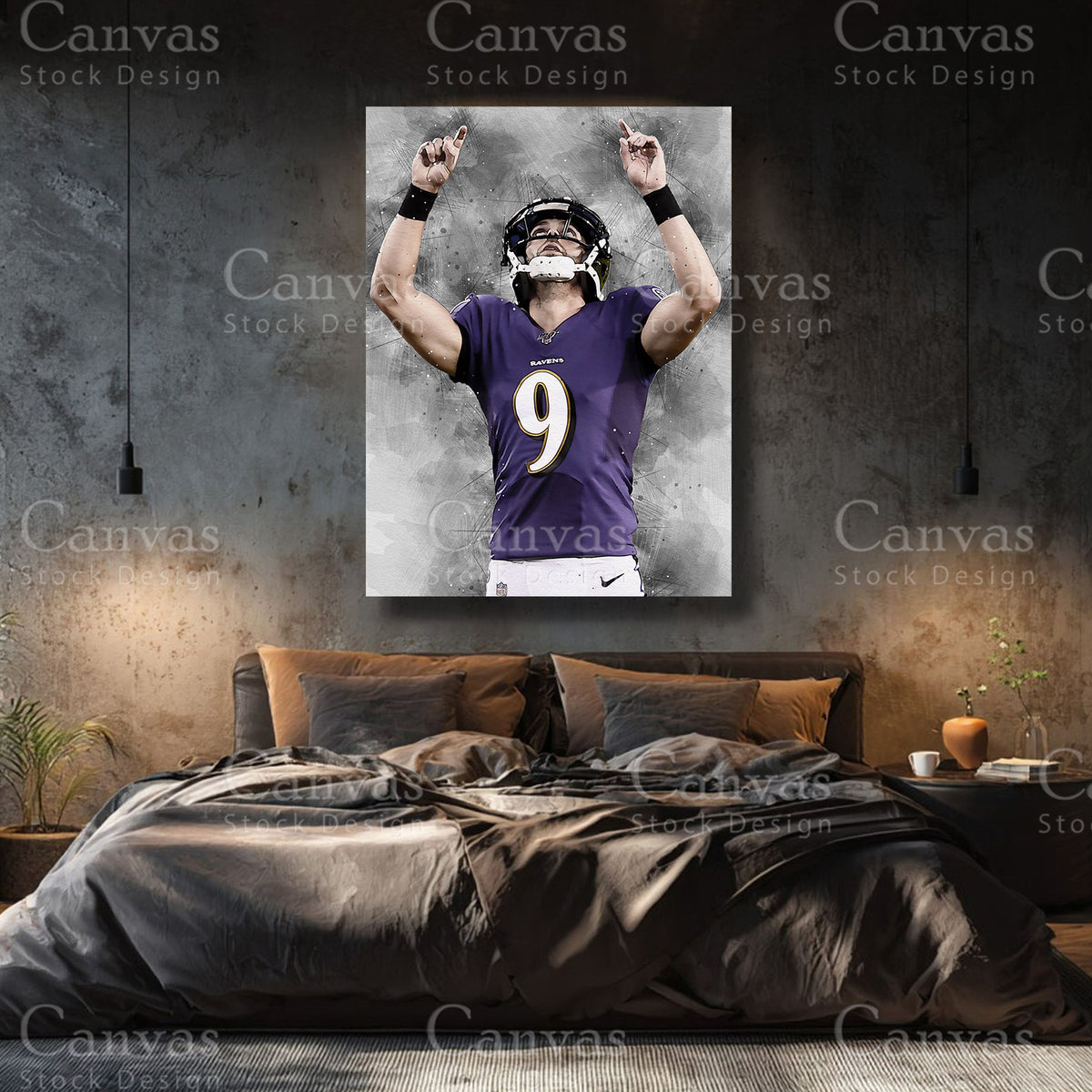 Justin Tucker statement sports canvas for home interiors