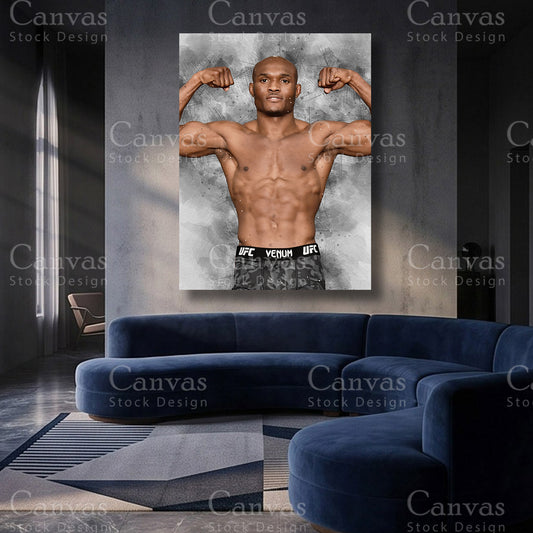 Kamaru Usman MMA canvas artwork for luxury interiors
